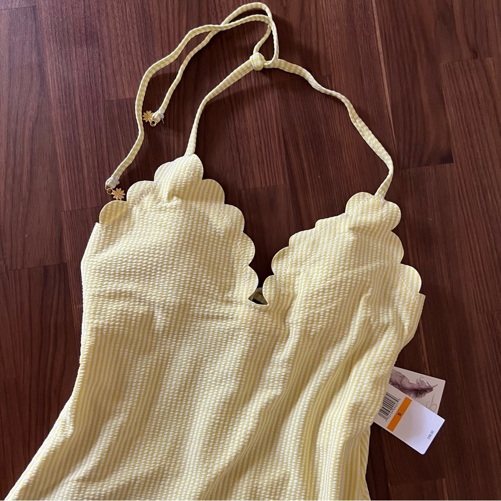 NWT Jessica Simpson Lemon Yellow Scalloped One Piece Swimsuit, size S - Picture 8 of 15